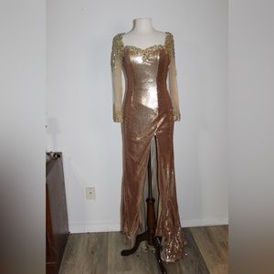 Liquid gold sequin formal